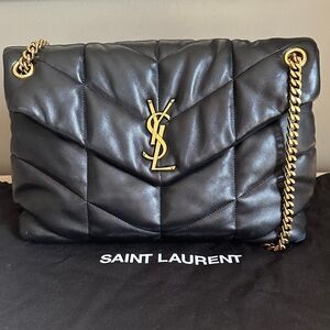 Authentic Yves Saint Laurent Puffer Medium Nappa Leather Black Shoulder Bag